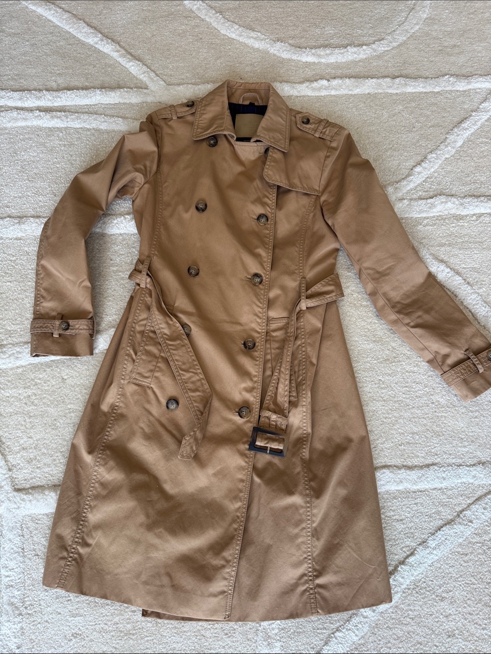 Massimo Dutti Classic Women's Double-Breasted Trench Coat - Camel